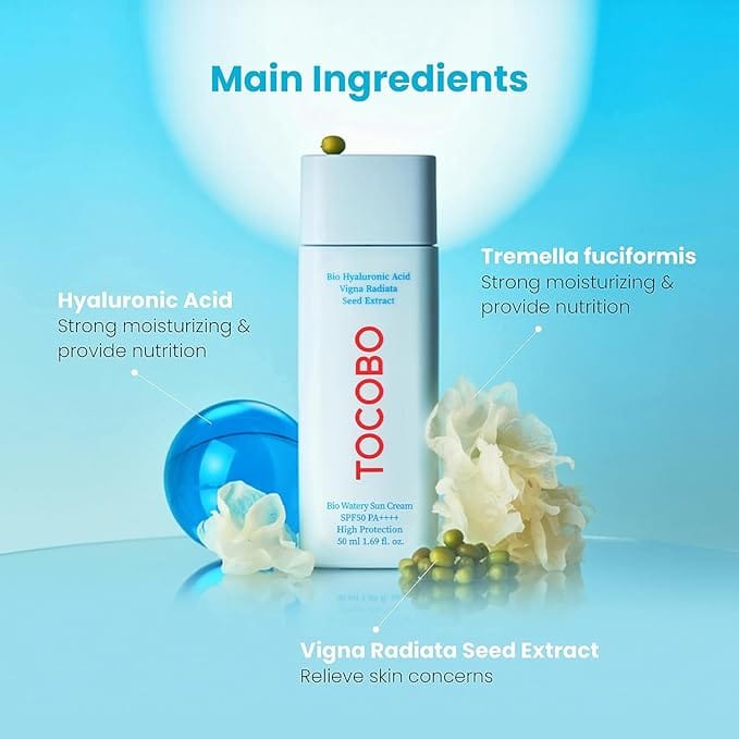 TOCOBO Bio Watery Sun Cream SPF50+ PA++++ With Hyaluronic Acid Vigna Radiata Seed Extract Lightweight Fluid Sunscreen Korean Skincare - image 3