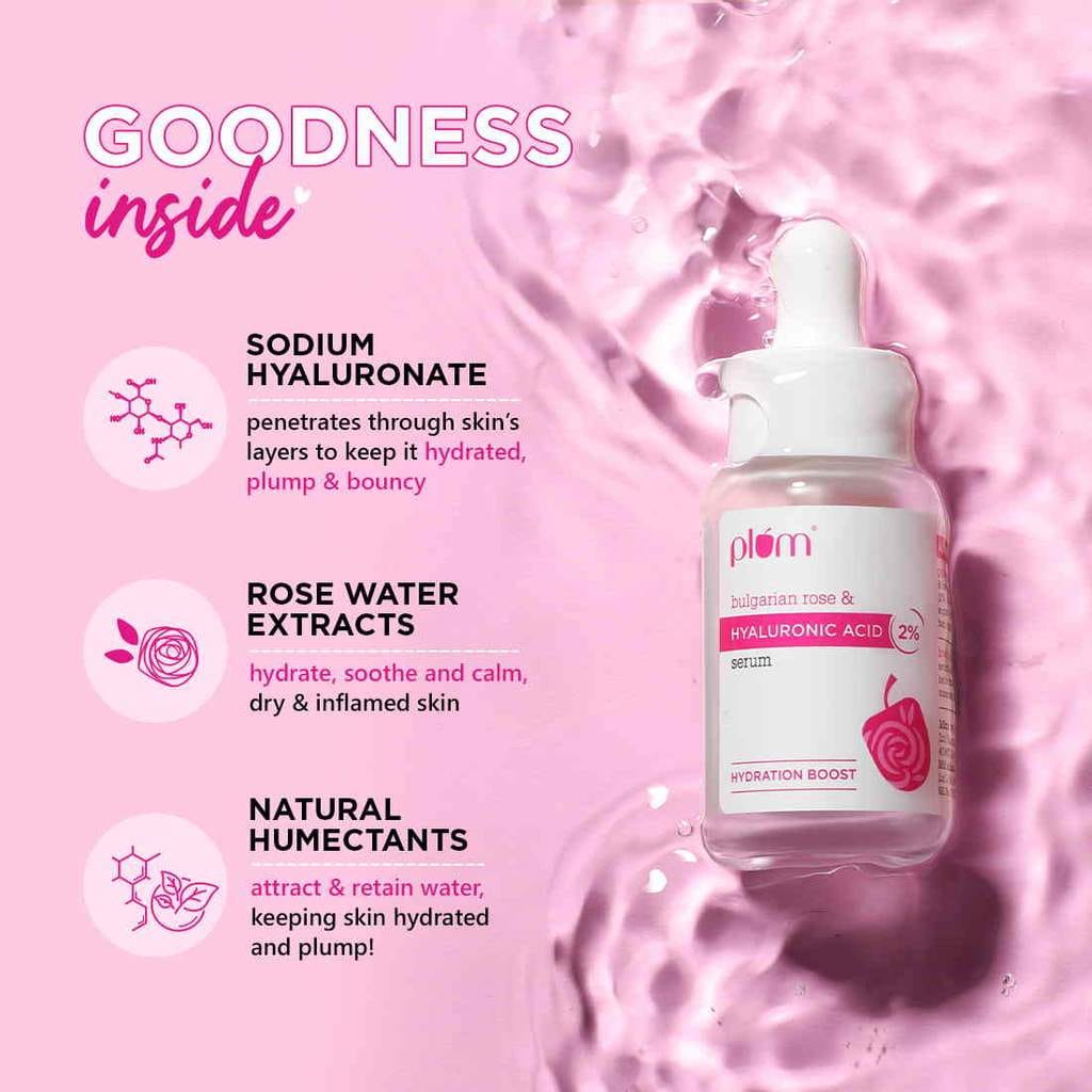 Plum 2% Hyaluronic Acid Serum with Bulgarian Rose 30 ml | Instant Hydration for Plump & Bouncy Skin | Daily Use Face Serum| For All Skin Types | Fragrance-Free - image 2