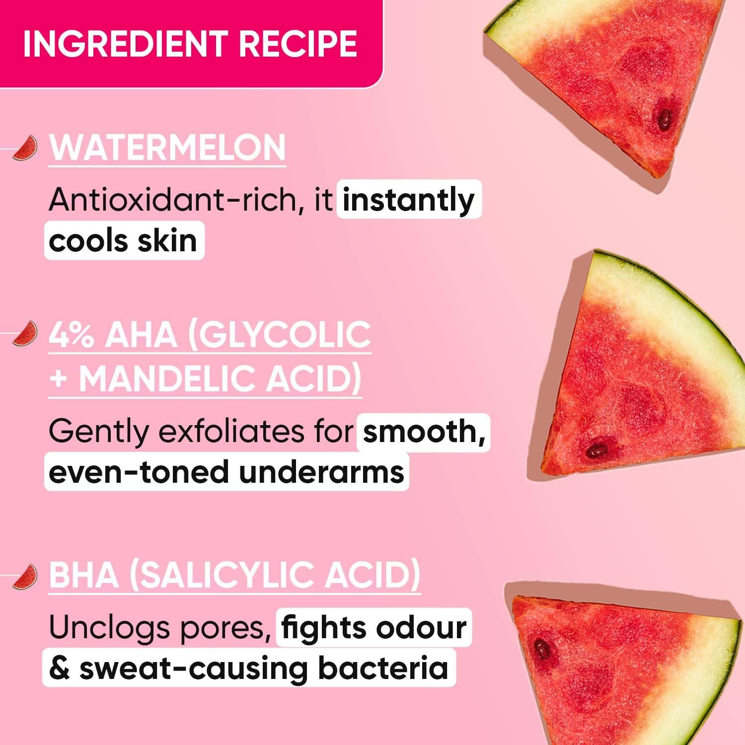 Dot & Key Watermelon Cooling Underarm Roll On | Odour & Sweat Controls | 4% AHA + BHA | Fresh Aqua Fragrance | Gently Exfoliates & Smooths Skin | For Men & Women | 50ml - image 4