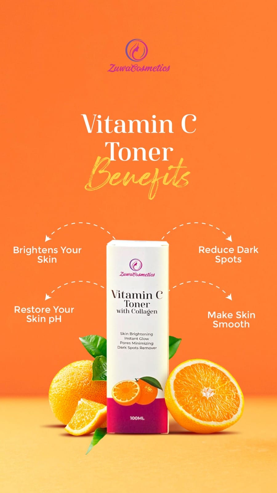 Zuwa Cosmetics Vitamin C Toner With Collagen For Instant Glow Minimized Pores Reduces Dark Spots And Briightenss Skin With Aloevera And Allantoin 100ml - image 4