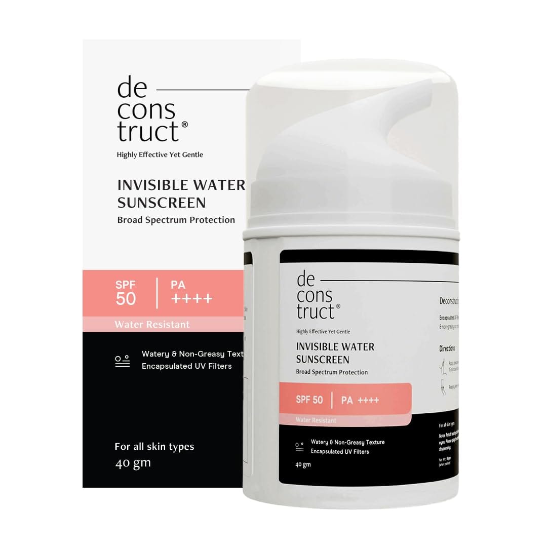 Deconstruct Invisible Water Sunscreen SPF 50 PA+++ | Instant Cooling & Freshness | 8-Hour Water-Resistant | Broad Spectrum UVA & UVB Protection | No White Cast | For All Skin Types | 40g - image 1