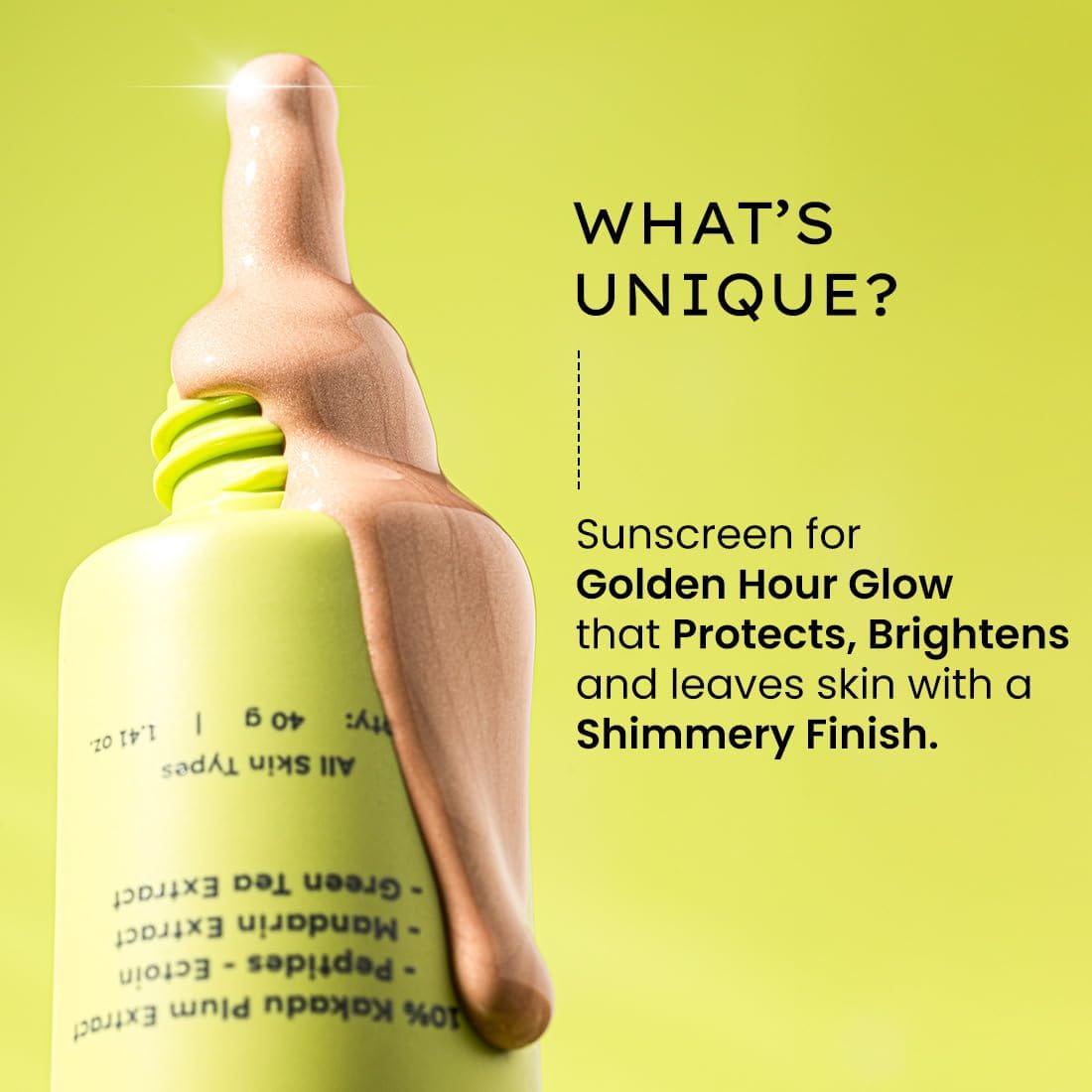 Hyphen Golden Hour Glow Tinted Sunscreen Spf 50 Pa++++ Dewy Glow & Bright Skin| Vitamin C Rich-10% Kakadu Plum & Peptides| Women Men|Lightweight & Non Greasy, Uv & Blue Light Protection|All Skin Types - 40G - image 3