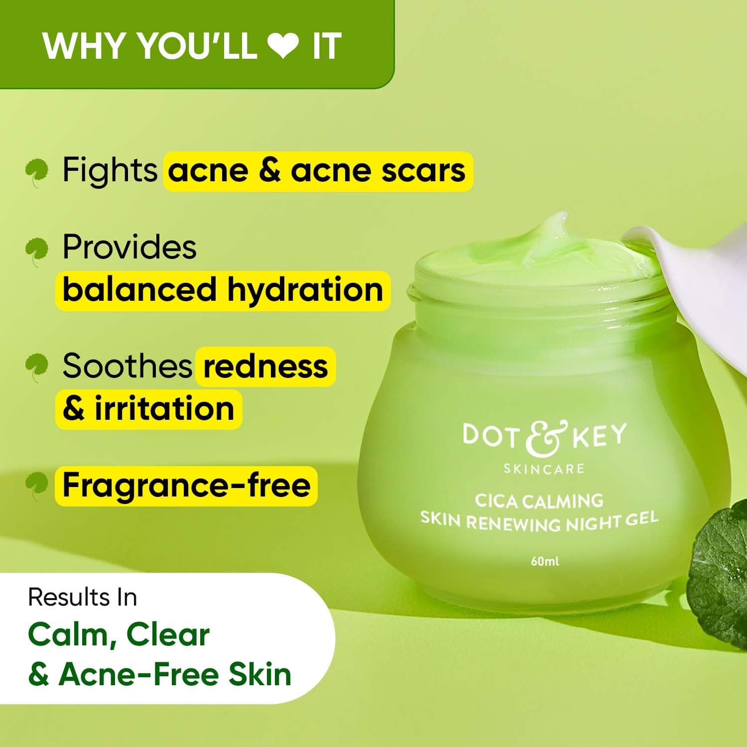 Dot & Key CICA Calming Skin Renewing Night Gel with Niacinamide, Green Tea & Hyaluronic 60ml - image 2