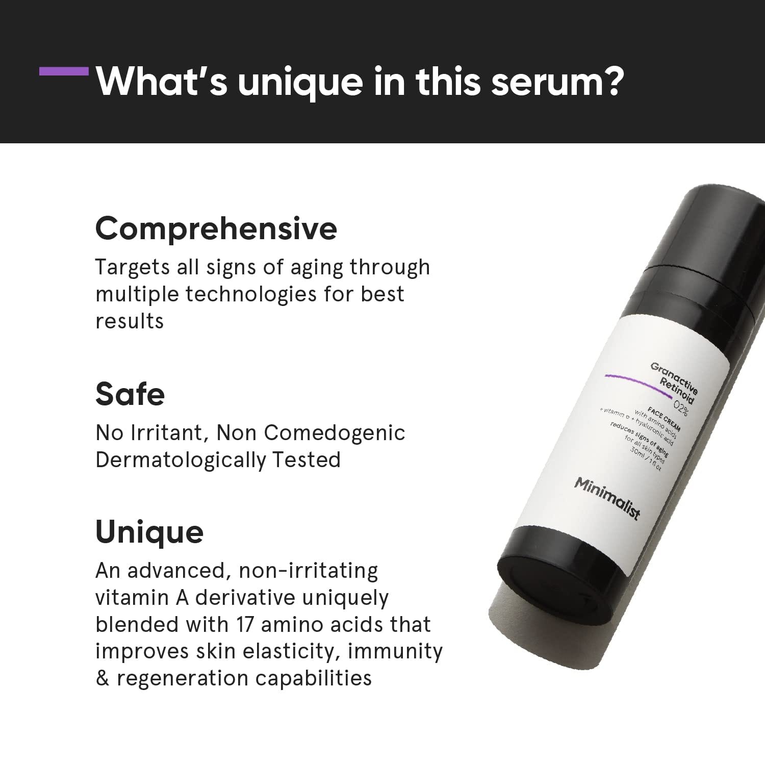 Minimalist 2% Retinoid Anti Ageing Night Cream for Wrinkles & Fine Lines 30ml - image 5