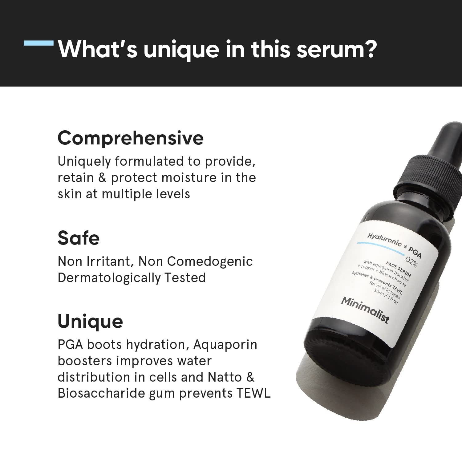 Minimalist 2% Hyaluronic Acid + PGA Serum for Intense Hydration, Glowing Skin & Fines Lines 30ml - image 2