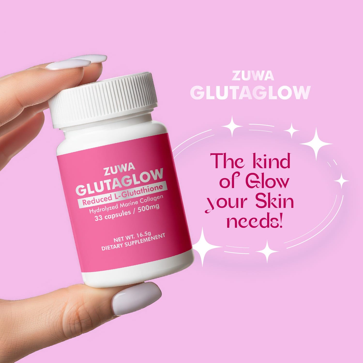 Zuwa Cosmetics Gluta Glow Capsule | Reduced L - Glutathione | 33 capsules | Co||agen Production and whitens and brightens the skin | 16.5g - by Zuwa Cosmetics - image 3