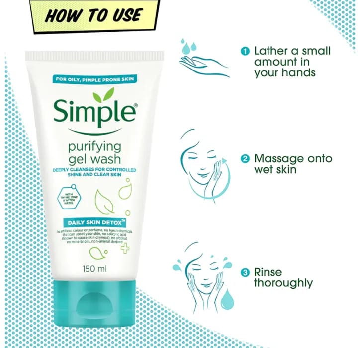 Simple Purifying Gel Face Wash with Thyme & Witch Hazel - 150 ml - image 2