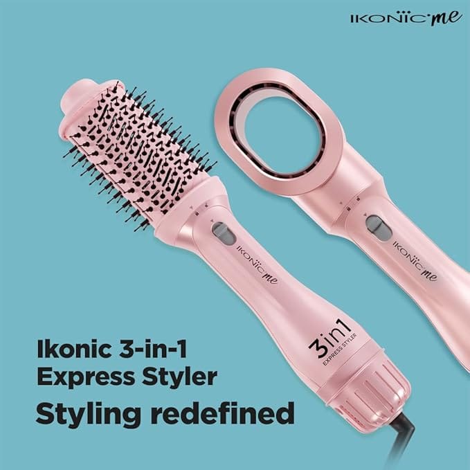 Ikonic 3 in 1 Express Styler , Professional Volumizer Blow Dryer 1200W Hot Air Brush for Women Innovative Air Flow Vents Mixed Styling Bristles Ceramic Titanium Tourmaline-Coated Brush Head, Multi Hair Styler for 75% shinier blowouts results - image 4