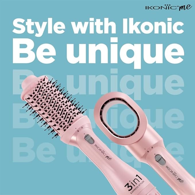 Ikonic 3 in 1 Express Styler , Professional Volumizer Blow Dryer 1200W Hot Air Brush for Women Innovative Air Flow Vents Mixed Styling Bristles Ceramic Titanium Tourmaline-Coated Brush Head, Multi Hair Styler for 75% shinier blowouts results - image 3