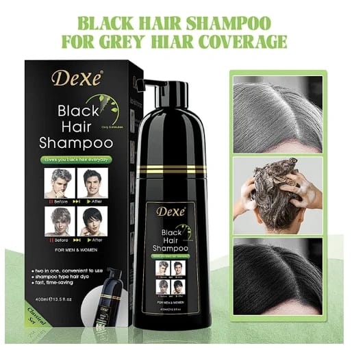 Dexe Black Hair Shampoo 400 ML - Natural Herbal Formula - Long-Lasting Fast Acting Dye - Easy & Safe To Use - image 2