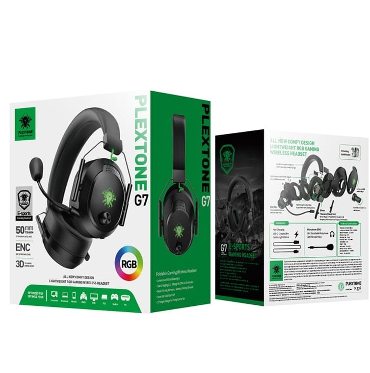 Plextone G7 RGB Chroma Wireless Bluetooth 5.1 Gaming Headset With ENC Detachable Mic - image 3