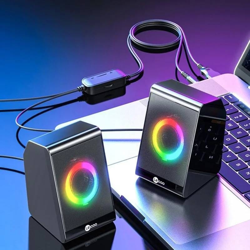 LENOVO LECOO DS100 Desktop Speakers USB 3.5mm Audio Jack RGB Lighting Compact Sound System - image 5