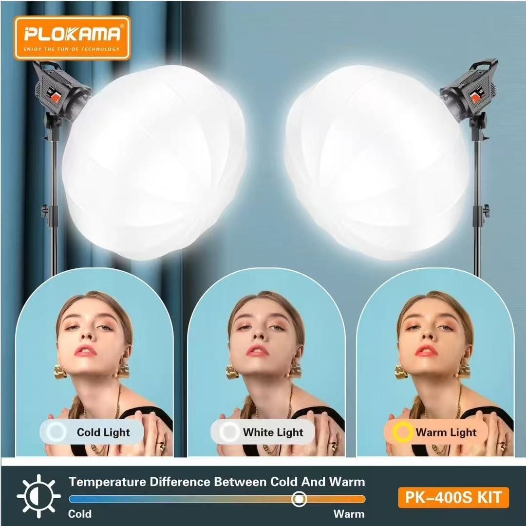 PLOKAMA PK400S Studio Light With 2.8M Tripod Softball Diffuser & Umbrella - image 2