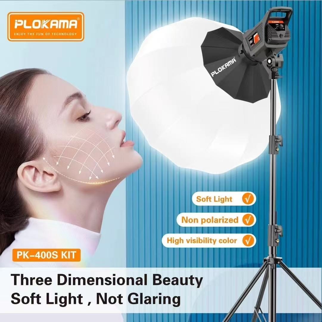 PLOKAMA PK400S Studio Light With 2.8M Tripod Softball Diffuser & Umbrella - image 5