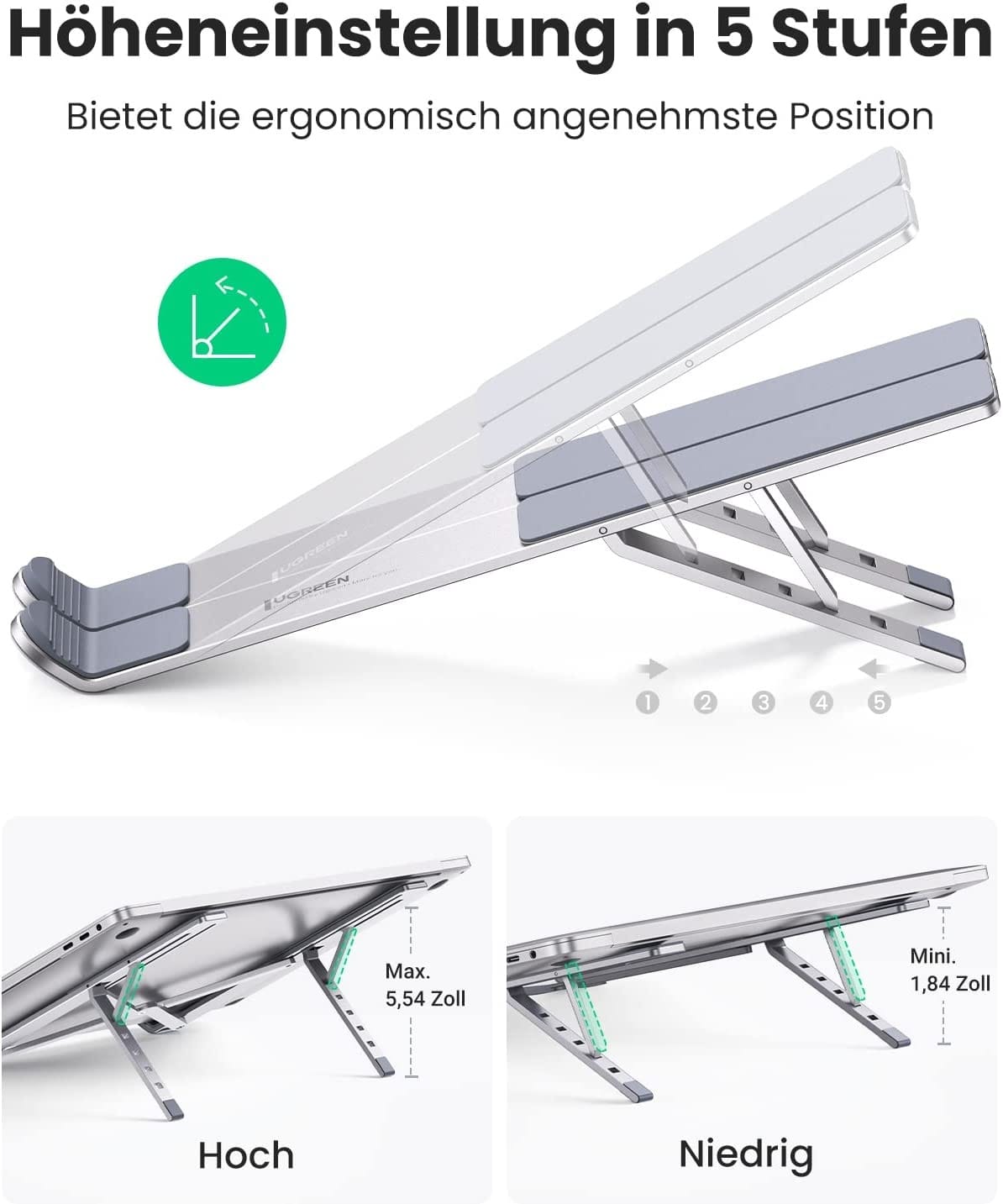UGREEN Laptop Stand FPortable Aluminium Laptop Riser For Desk With Carry Bag - image 2