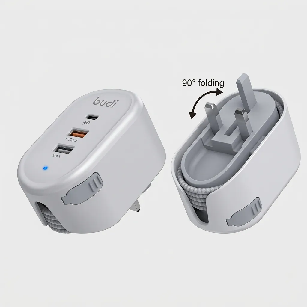Budi AC312TVW 32W Fast Wall Charger With Type-C Cable & Lightning Adapters - image 3