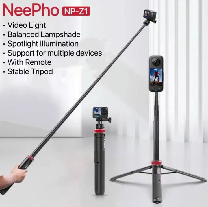 NeePho NP Z1 210cm Extendable Vlog Tripod With Remote & Phone Mount - image 3