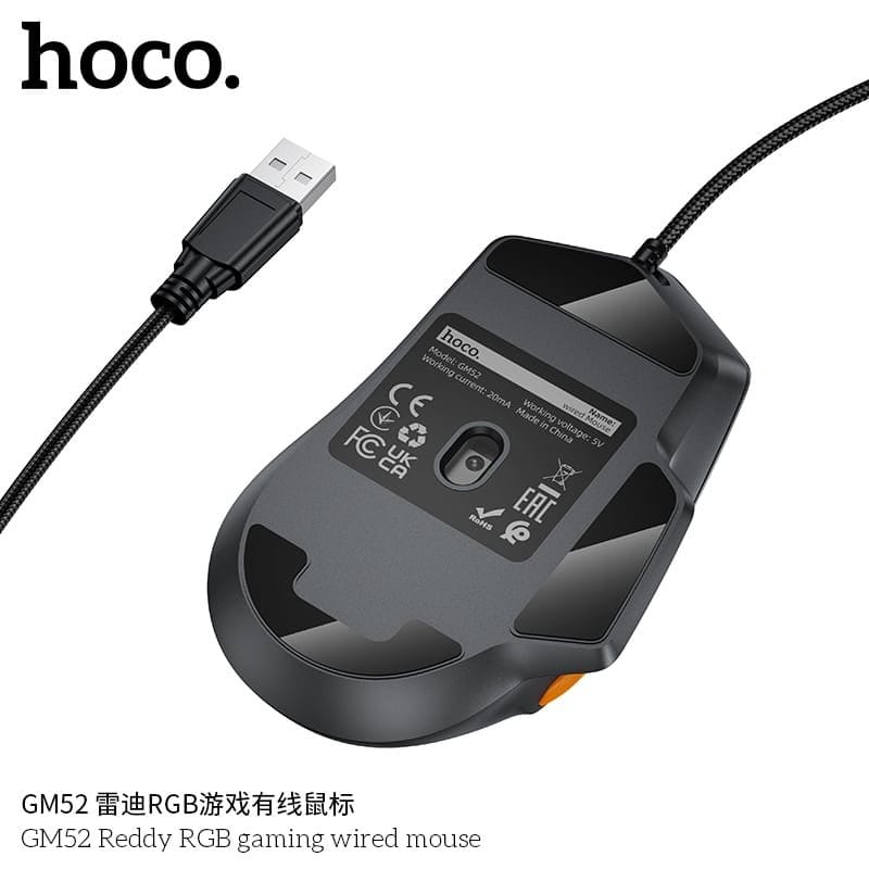 HOCO GM52 RGB Gaming Wired Mouse (12800 DPI, 1000Hz, 6-Button) - image 4