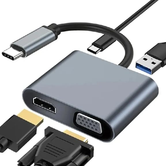 USB C Hub 4 In 1 4K HDMI VGA Adapter With USB 3.0 Type-C Dongle - image 1
