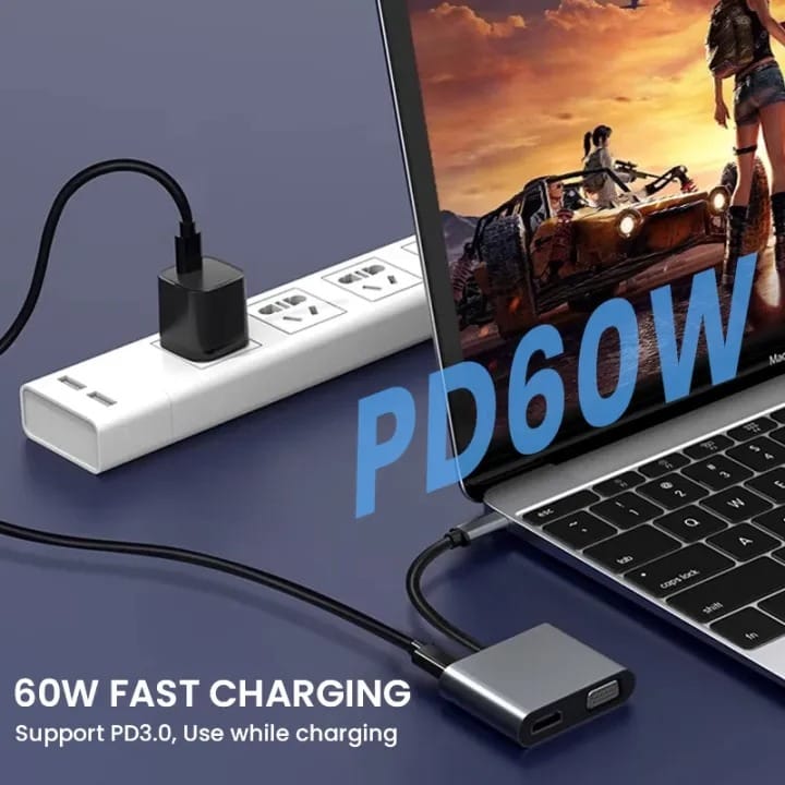 USB C Hub 4 In 1 4K HDMI VGA Adapter With USB 3.0 Type-C Dongle - image 4