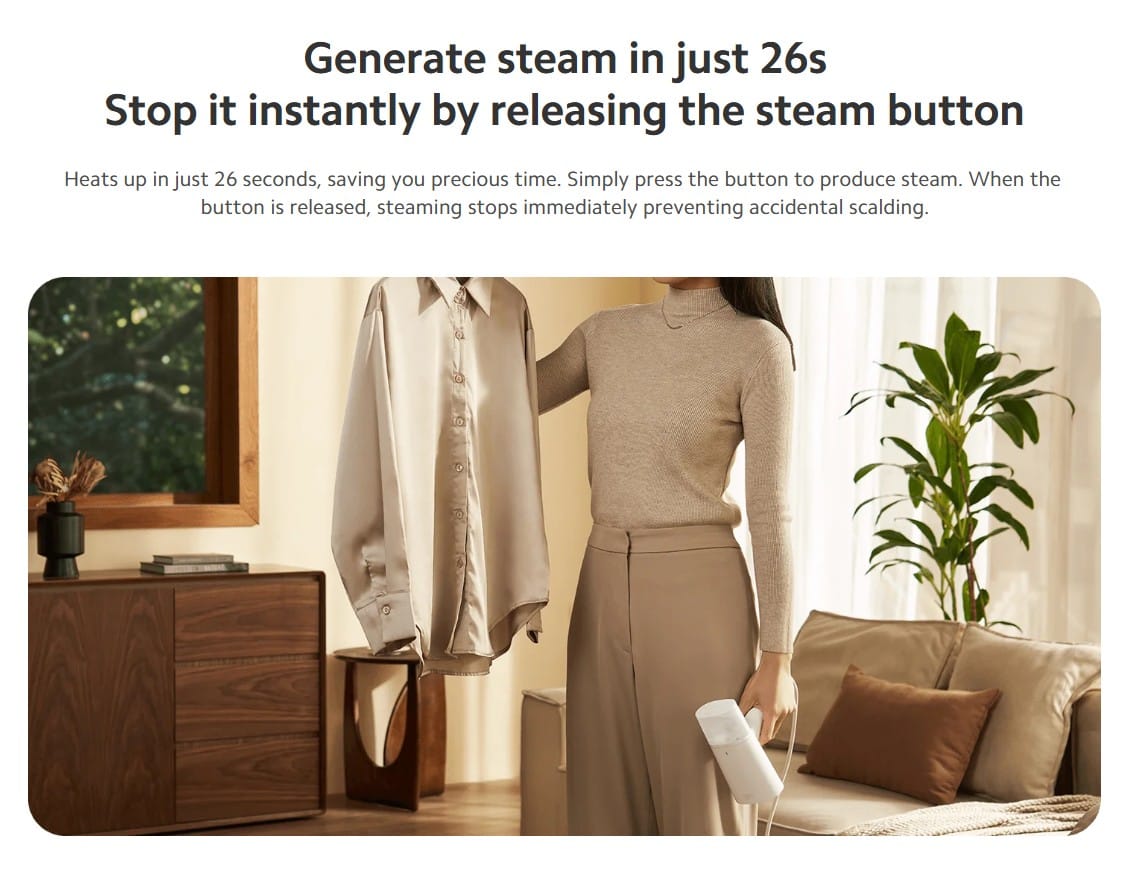 Xiaomi Handheld Garment Steamer Portable 2-In-1 Foldable Fabric Steamer & Clothes Iron - image 5