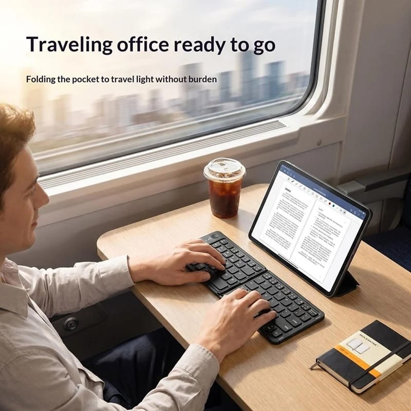 HB028 Foldable Slim Bluetooth Keyboard Type C Rechargeable - image 2