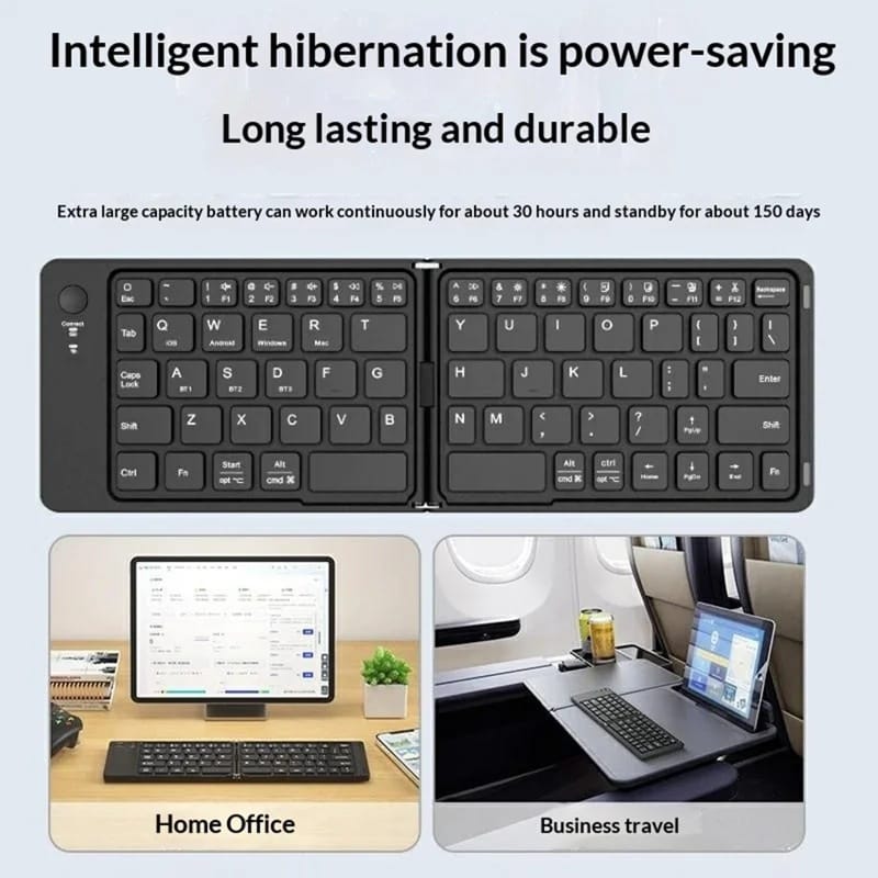 HB028 Foldable Slim Bluetooth Keyboard Type C Rechargeable - image 3