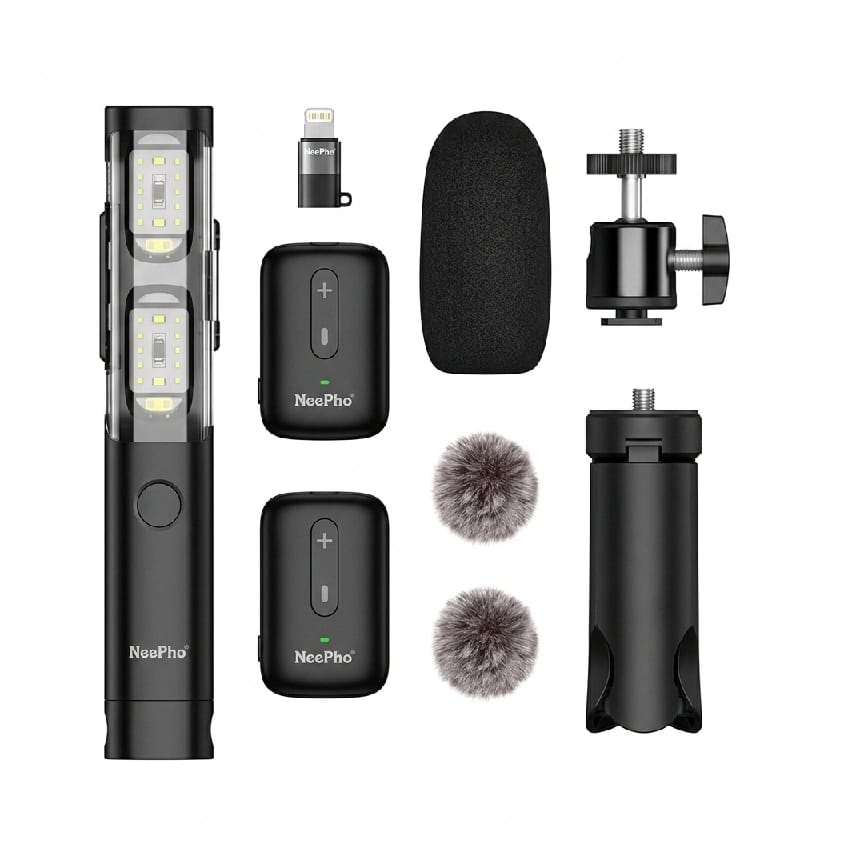 NeePho NP63 2 In 1 Wireless Lavalier Microphone Kit With Charging Case (Type-C + Lightning) - image 1