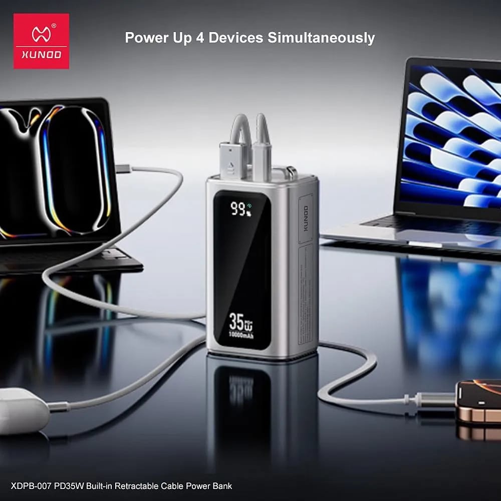 Xundd XDPB-007 10,000mAh PD 35W Compact Power Bank With Retractable Cable - image 5