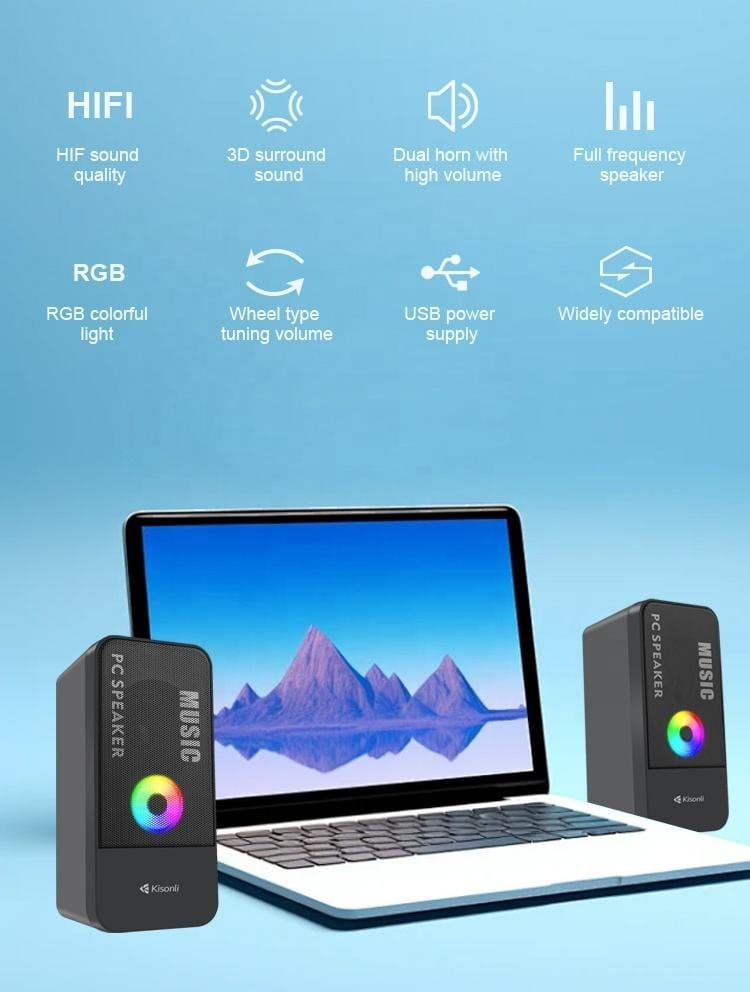 Kisonli X9BT RGB Portable USB Multimedia Gaming Bluetooth Speaker - image 5