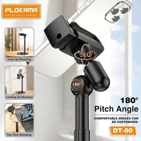 Plokama DT80 Desktop Phone Stand Adjustable 22-41cm 360° Rotation Stable Metal Base - image 3