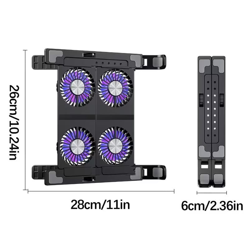 X4 Laptop Cooling Pad With 4 Heat Dissipation Fans Desktop Stand For Laptop And Tablets - image 5