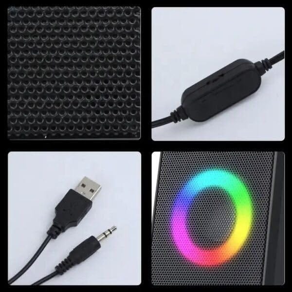 Kisonli X12 RGB LED Multimedia USB Speaker – Creative Lighting Stereo Sound - image 3