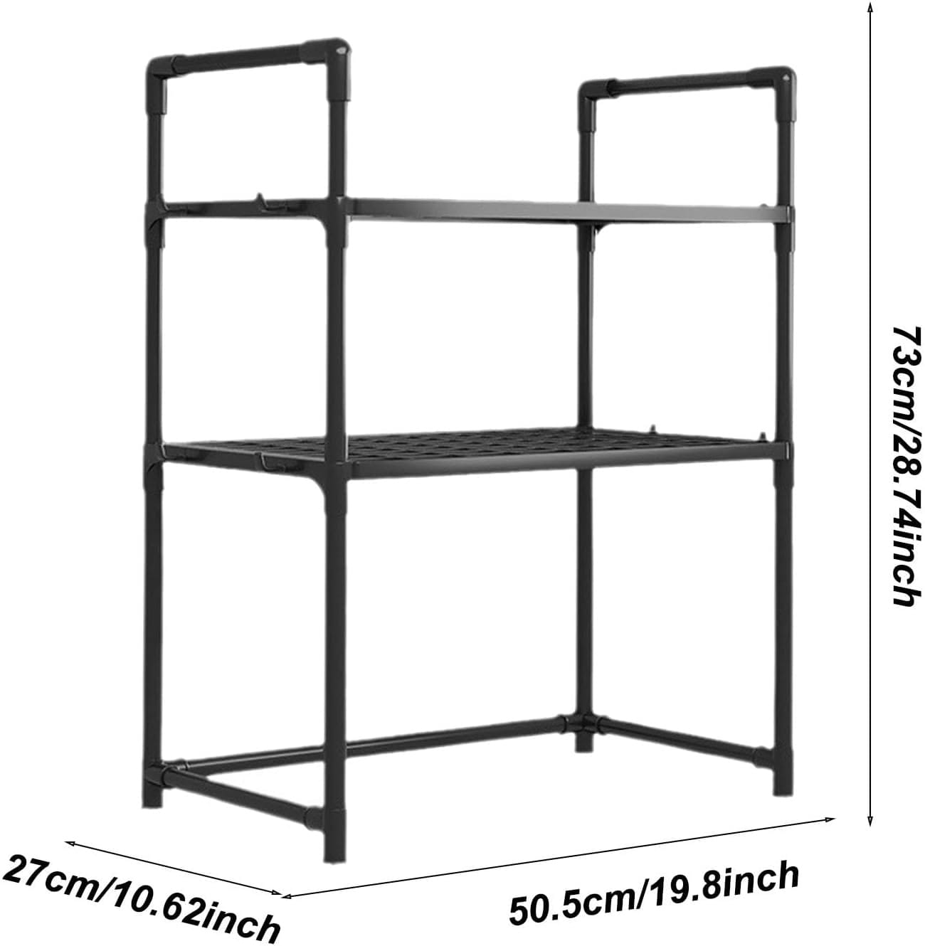 Adjustable Microwave Oven Rack & Counter Organizer – Multi-Functional Kitchen Storage Shelf With Hanging Hooks - image 2