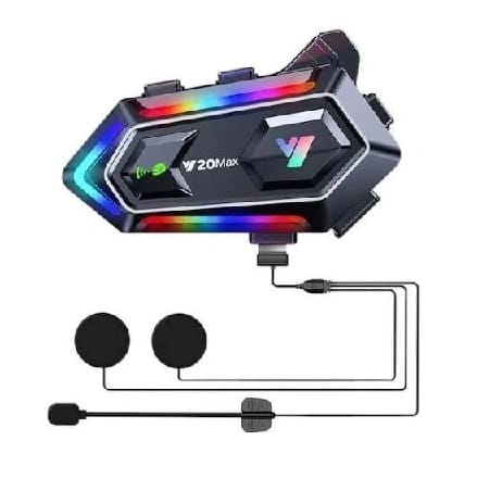 Y20 MAX Motorcycle Helmet Bluetooth Headset Intercom With Mixing V5.3 RGB IPX6 Waterproof - image 1