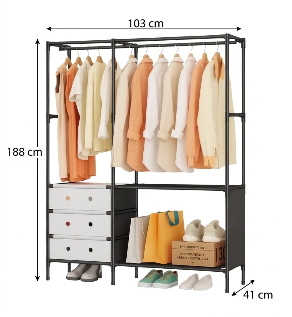 YMJ02 Clothing And Shoe Organizer Rack 103x41x188 Cm - image 2