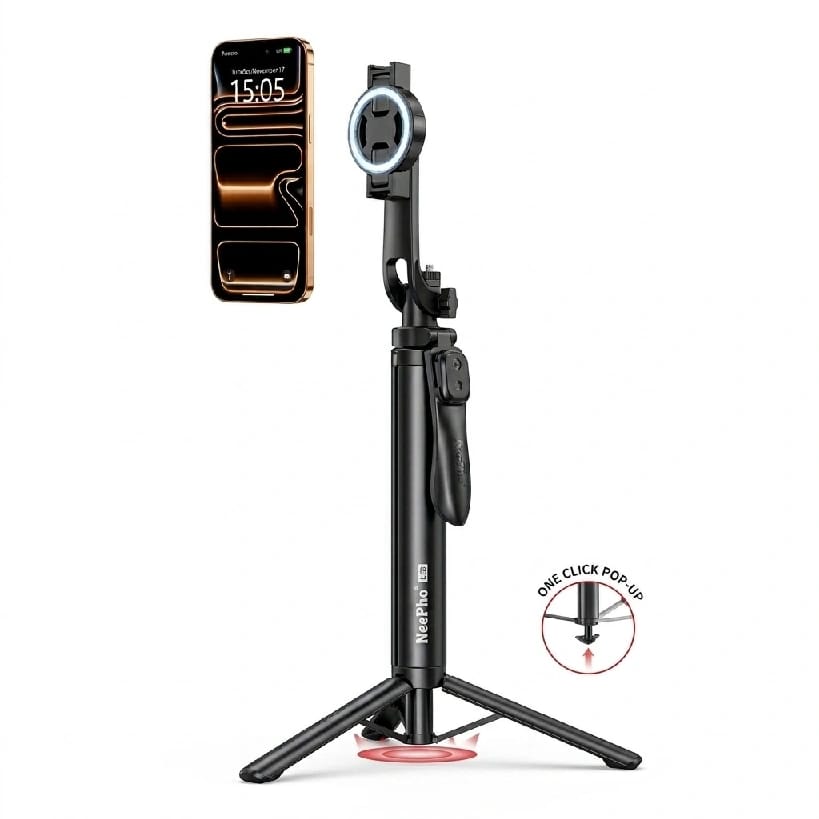 Neepho NP L30 2 In 1 Magnetic & Clamp Selfie Stick Tripod With Wireless Remote Control - image 1