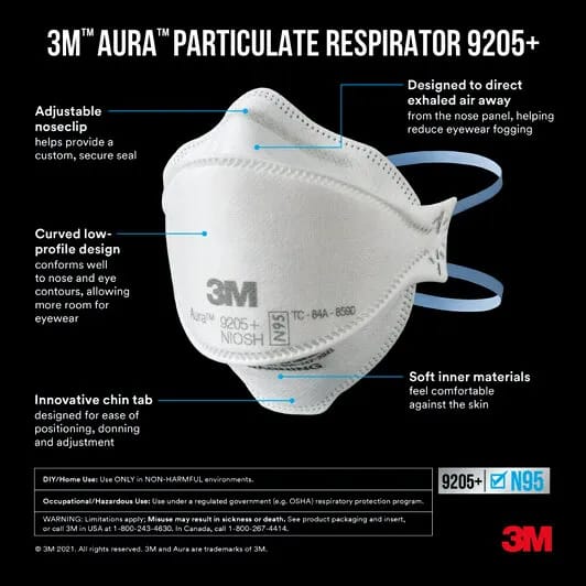 3M Aura Original N95 Mask - 10 Piece (White) - image 3