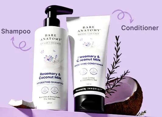 Bare-Anatomy Rosemary & Coconut Milk Hydrating Shampoo and Conditioner combo, 350ml - image 1