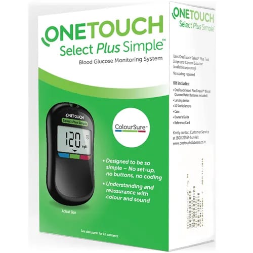 One Touch Select Plus Simple Glucometer Blood Sugar / Diabetes Machine Monitor With 25 Strips And Lancet - image 2