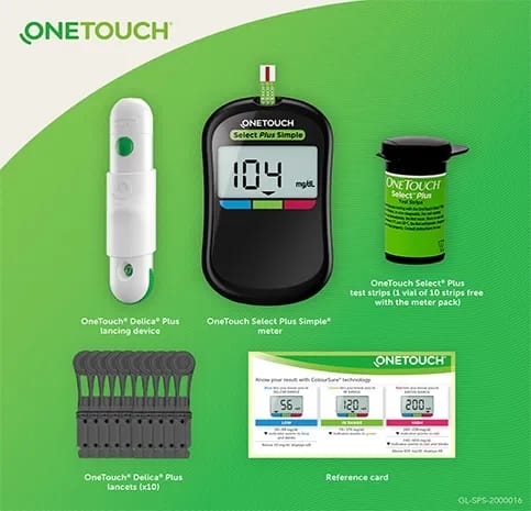 One Touch Select Plus Simple Glucometer Blood Sugar / Diabetes Machine Monitor With 25 Strips And Lancet - image 3