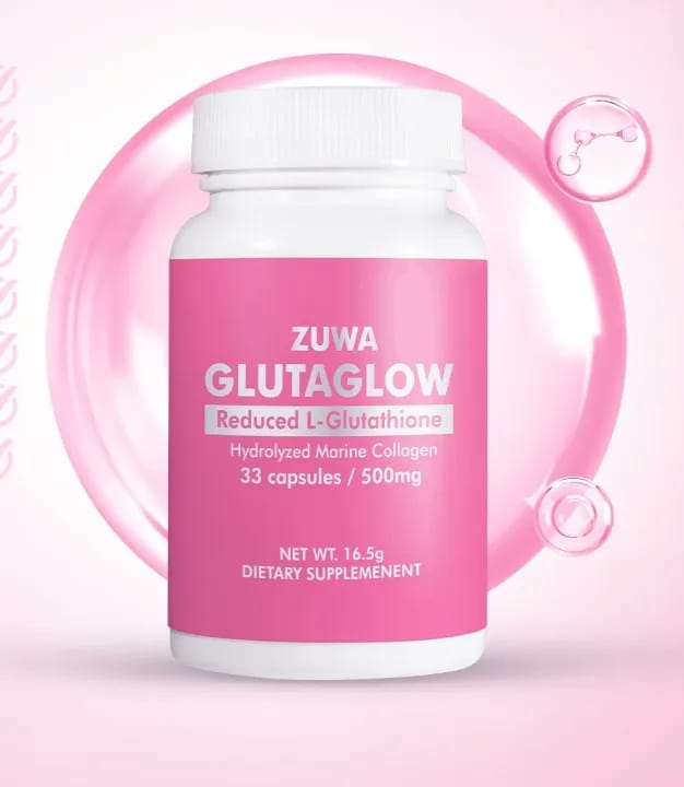 Zuwa Glutaglow Capsule (Reduced L-Glutathione, Hydrolyzed Marine Collagen, Vitamin C, Vitamin E, Gluta Glow ), 33 Capsules | Gluta Capsule