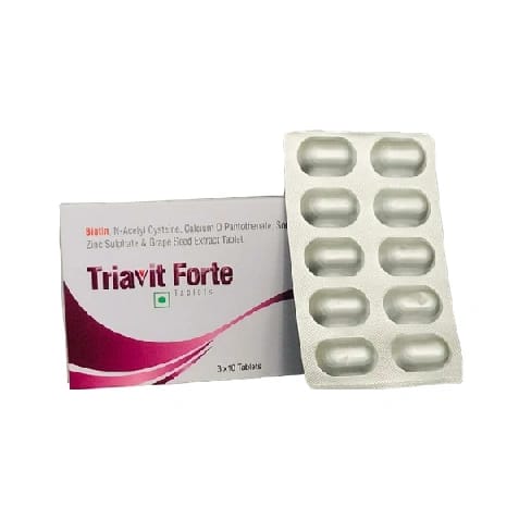 Triavit Forte Tablets, Biotin Tablets, 30 Tabs, for Hair Skin and Nail Health