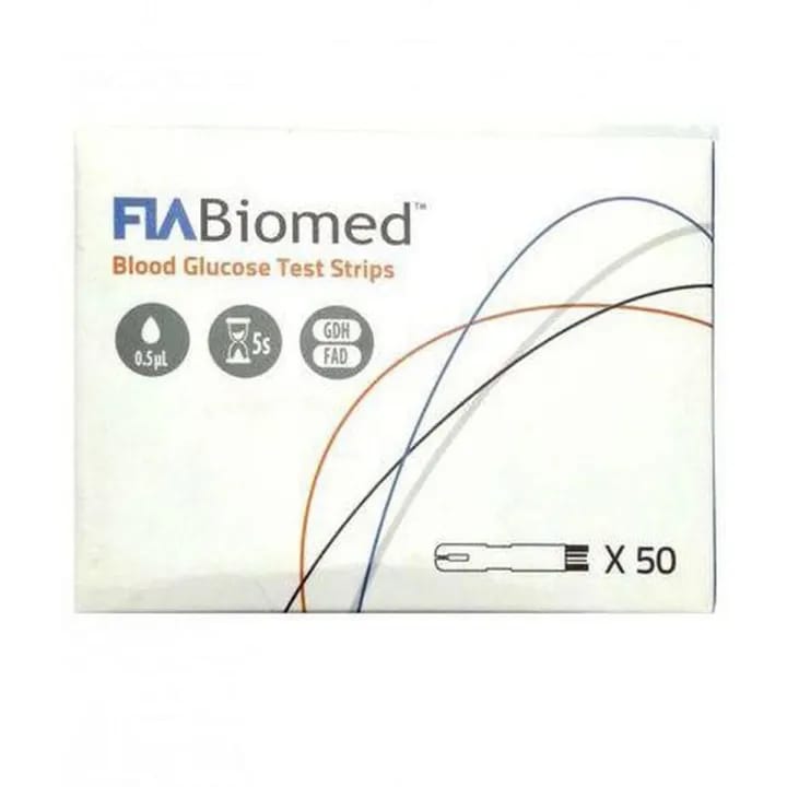 Glucose Test Strips, 50 Strips+50 Lancets, Fia Biomed - image 1