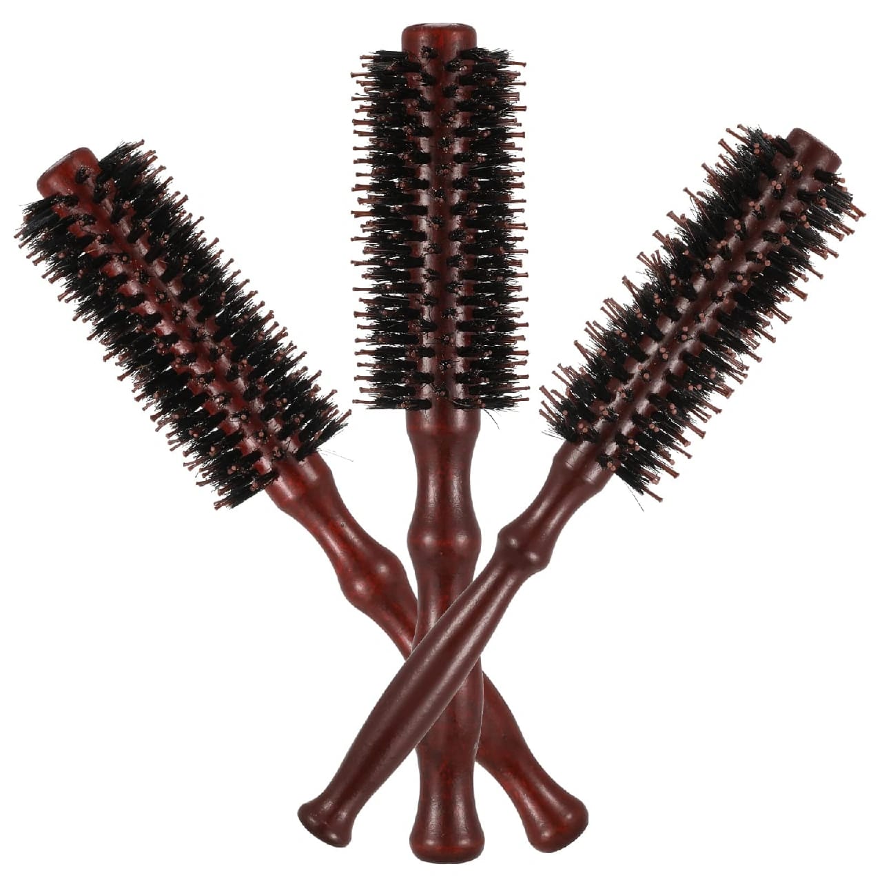 Wood Round Hairbrush With High-Density Bristle For Blow Drying, Straightening, Styling For Men & Women - image 2