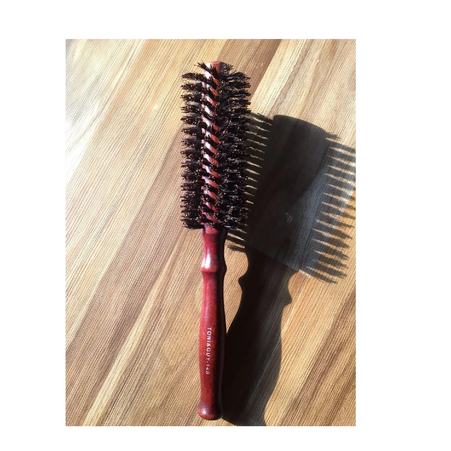 Wood Round Hairbrush With High-Density Bristle For Blow Drying, Straightening, Styling For Men & Women - image 1
