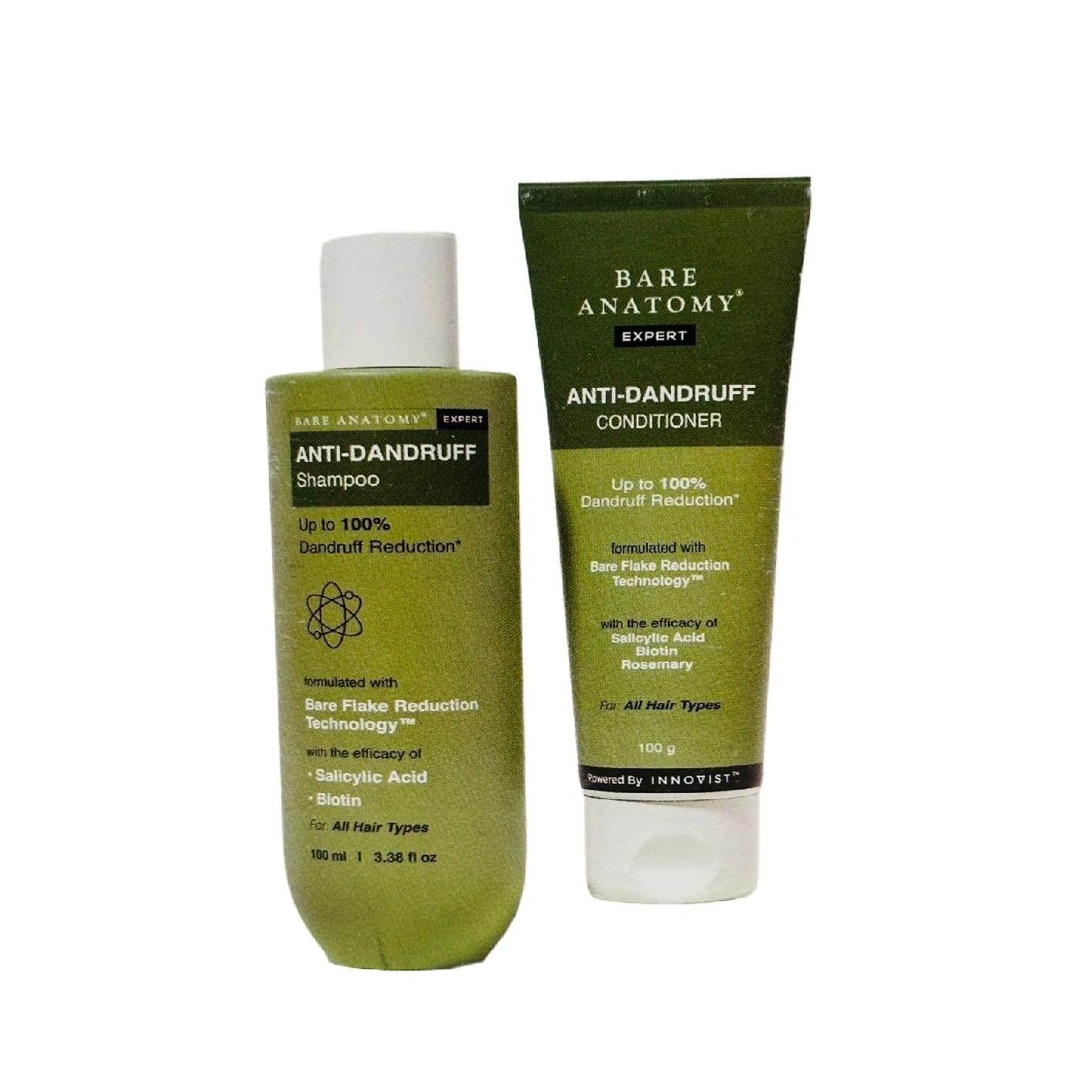 Bare-Anatomy Anti-Dandruff Shampoo & Conditioner Combo | Up to 100% Dandruff Control Reduces Dryness & Frizz | For All Hair Types | 100ml + 100gm - image 1