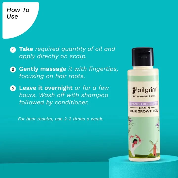 Pilgrim Spanish Rosemary & Biotin Hair Growth Oil | Improves Hair Growth & Thickness | Sulfate & Paraben Free | 100ml - image 2