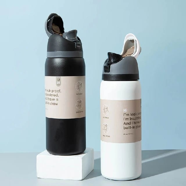 Laliguras FIT Series 950Ml ( Black Color ) | Double Wall Stainless Steel Tumbler Leak-Proof Straw Drinkware Sports Water Bottle For Adults Vacuum Insulated - image 2