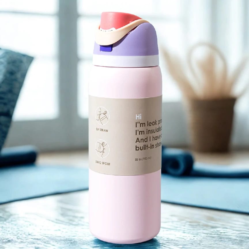 Laliguras FIT Series 700Ml ( Light Pink Color ) | Double Wall Stainless Steel Tumbler Leak-Proof Straw Drinkware Sports Water Bottle For Adults Vacuum Insulated - image 1